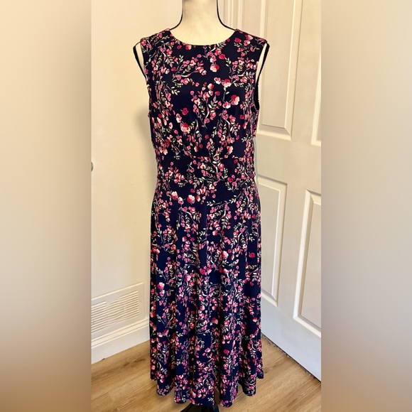 London Fog Floral Sleeveless Midi Dress - Picture 1 of 1